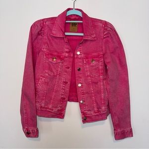 Gap Barbie Women’s XS 2023 Pink Denim Puff Sleeve Jacket New Girly Party Club